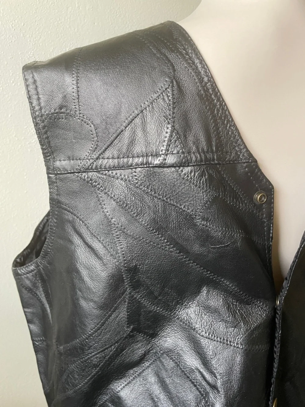 Genuine Leather Black Western Biker Vest 2XL XXL Rider Navarre Leather Company